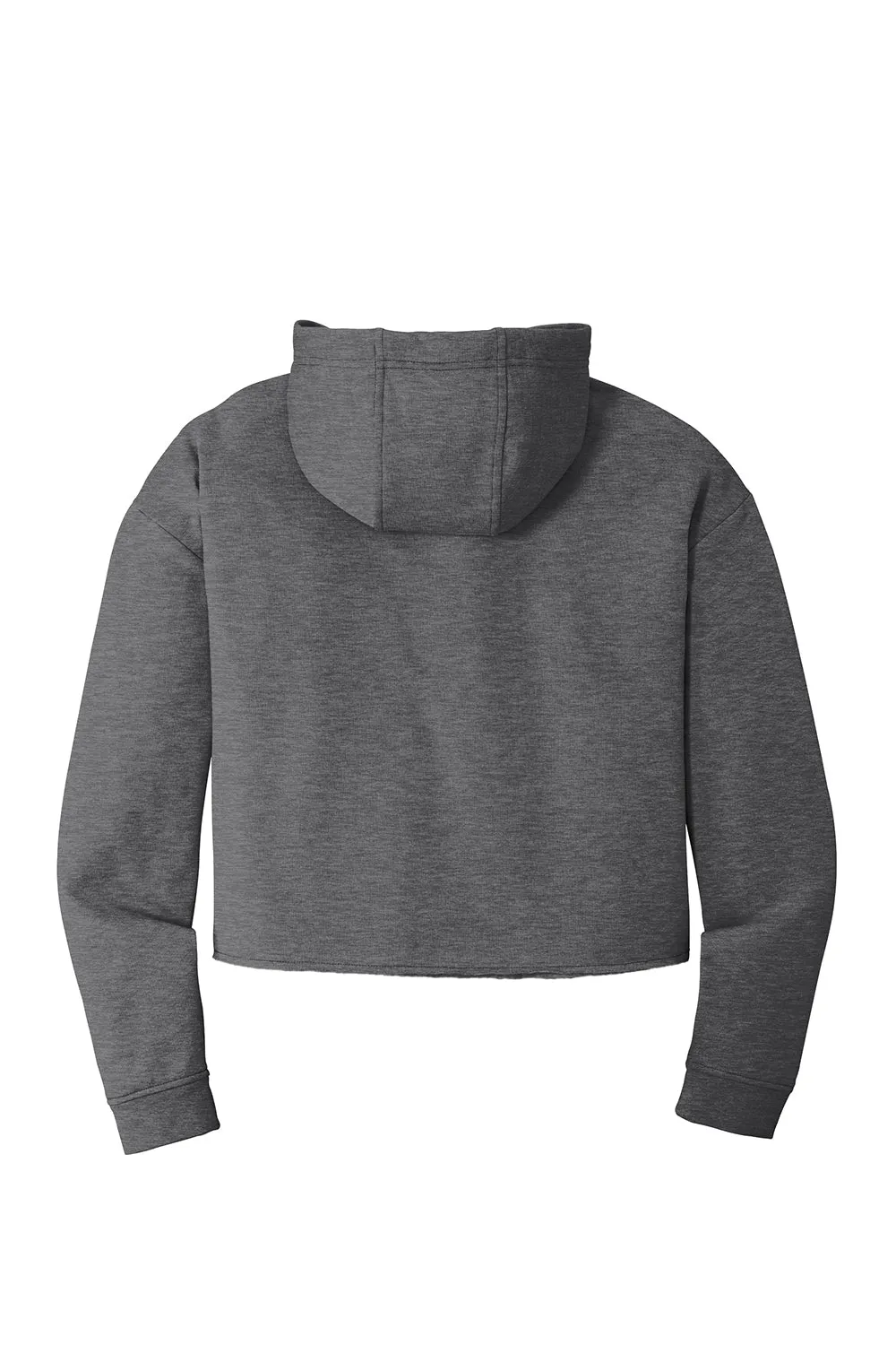 Sport-Tek Womens Moisture Wicking Fleece Crop Hooded Sweatshirt Hoodie - Heather Dark Grey - Closeout Clothing Sport-Tek
