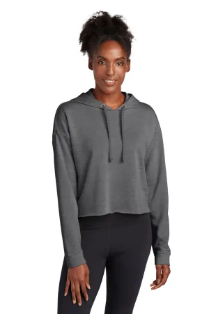 Sport-Tek Womens Moisture Wicking Fleece Crop Hooded Sweatshirt Hoodie - Heather Dark Grey - Closeout Clothing Sport-Tek