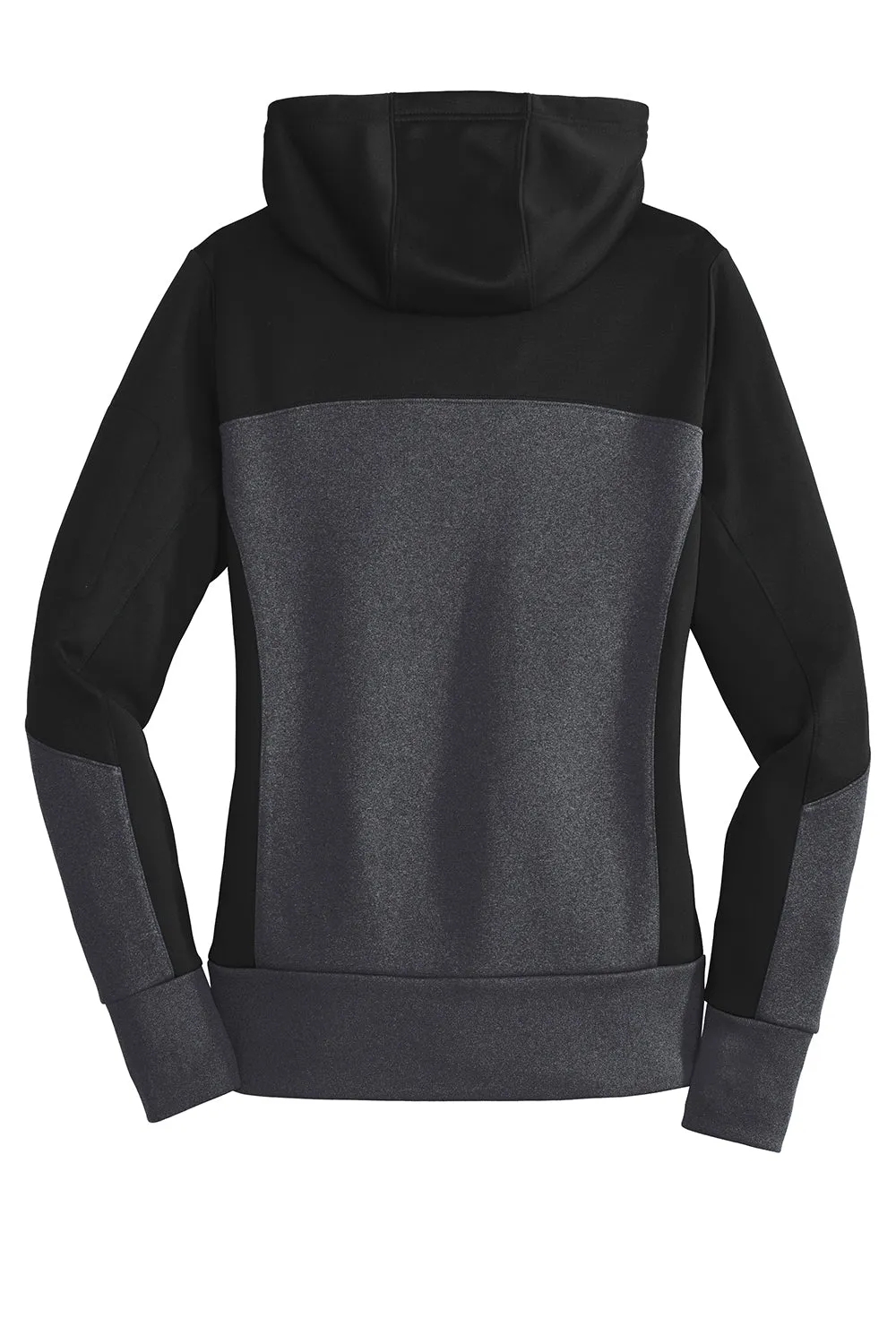 Sport-Tek Womens Moisture Wicking Full Zip Tech Fleece Hooded Jacket - Black/Heather Graphite Grey - Closeout