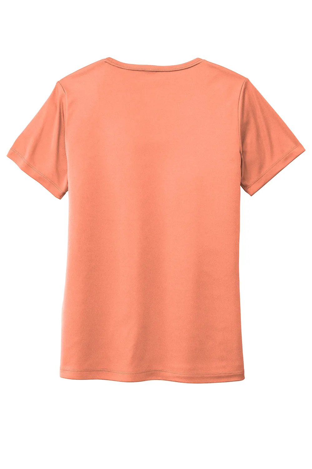 Sport-Tek Womens Moisture Wicking Short Sleeve Scoop Neck T-Shirt - Soft Coral Orange - Closeout Clothing Sport-Tek