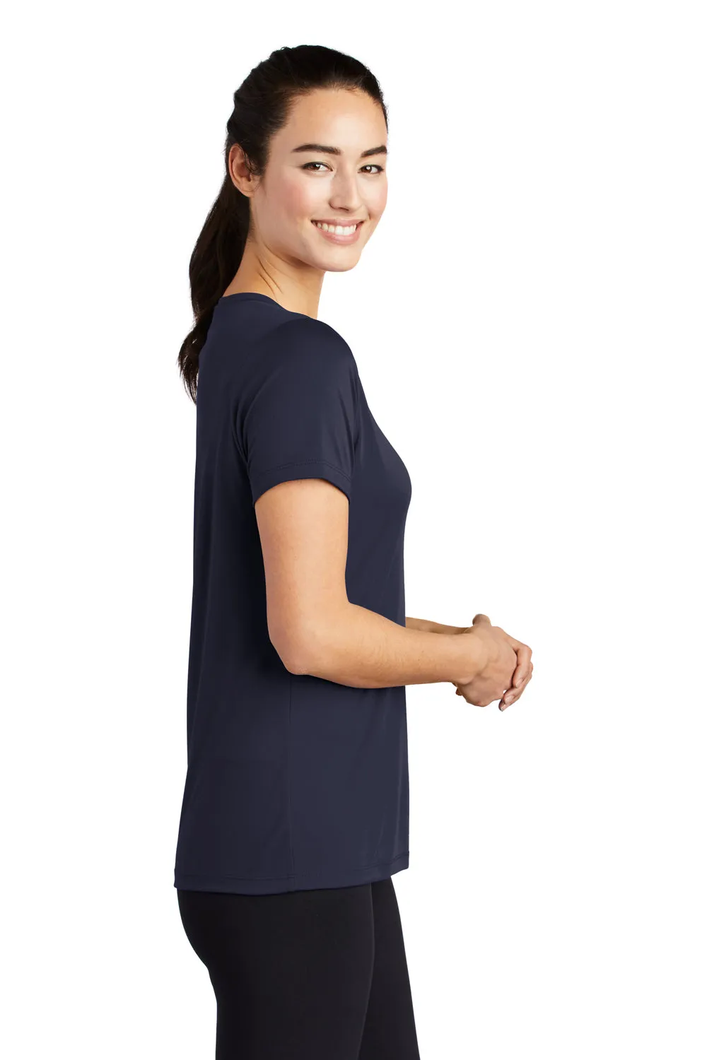 Sport-Tek Womens Moisture Wicking Short Sleeve Scoop Neck T-Shirt - True Navy Blue - Closeout Clothing Sport-Tek