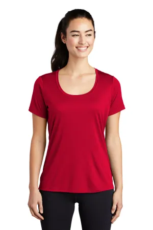 Sport-Tek Womens Moisture Wicking Short Sleeve Scoop Neck T-Shirt - True Red - Closeout Clothing Sport-Tek