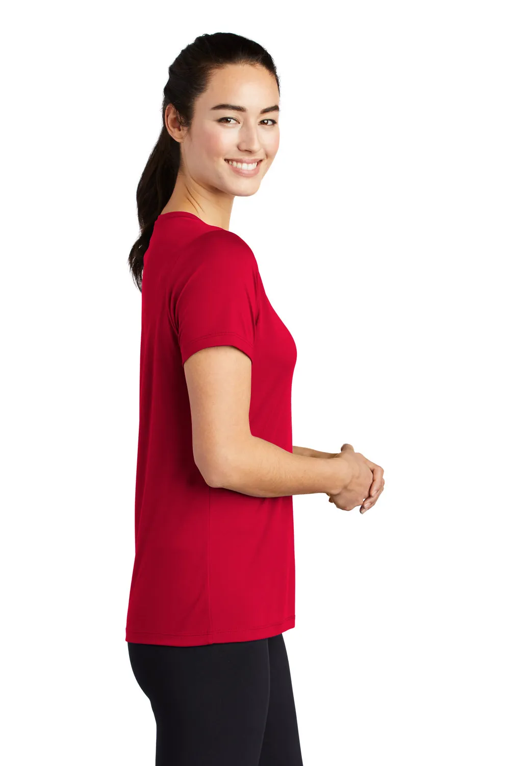 Sport-Tek Womens Moisture Wicking Short Sleeve Scoop Neck T-Shirt - True Red - Closeout Clothing Sport-Tek