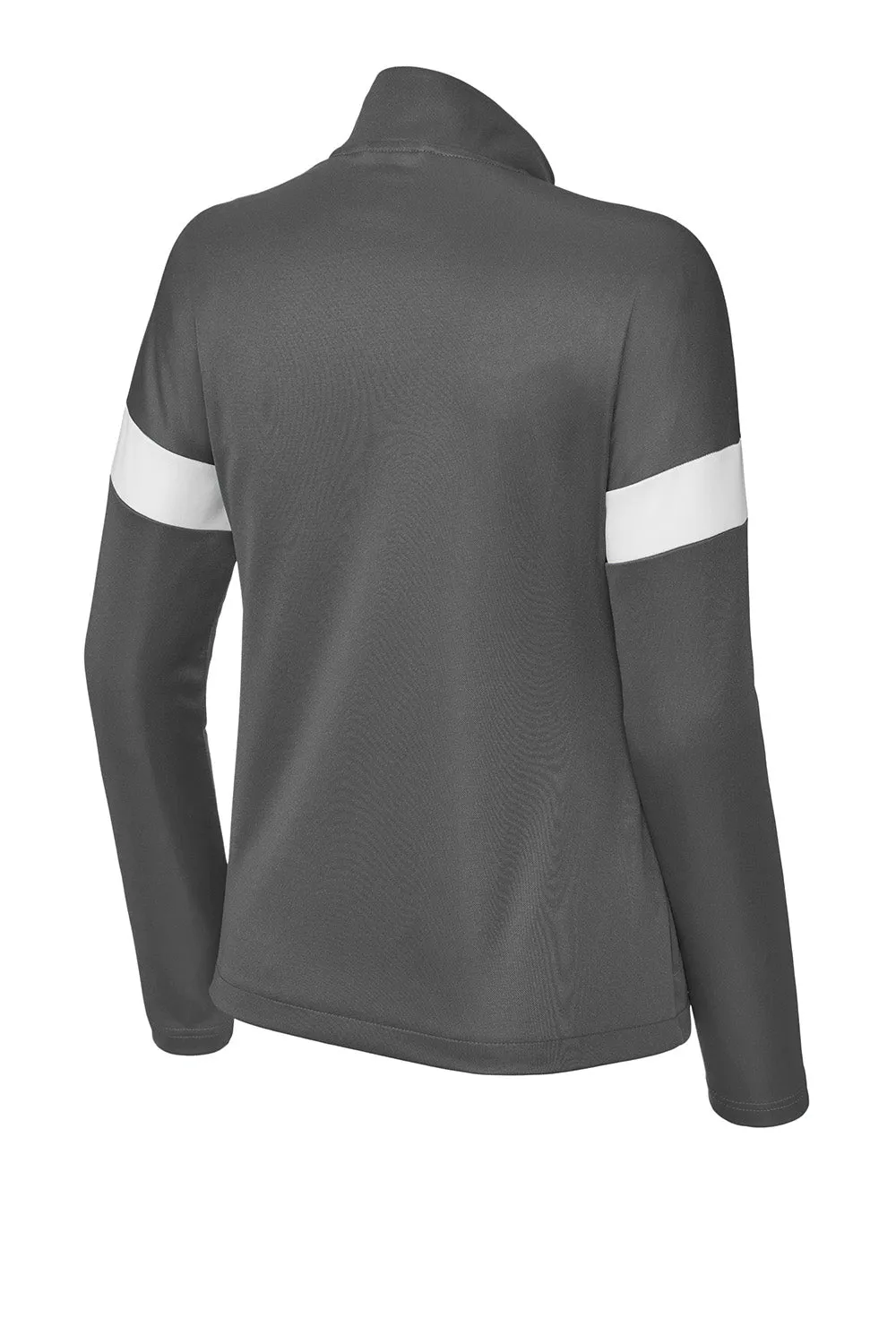 Sport-Tek Womens Moisture Wicking Travel Full Zip Jacket - Iron Grey/White