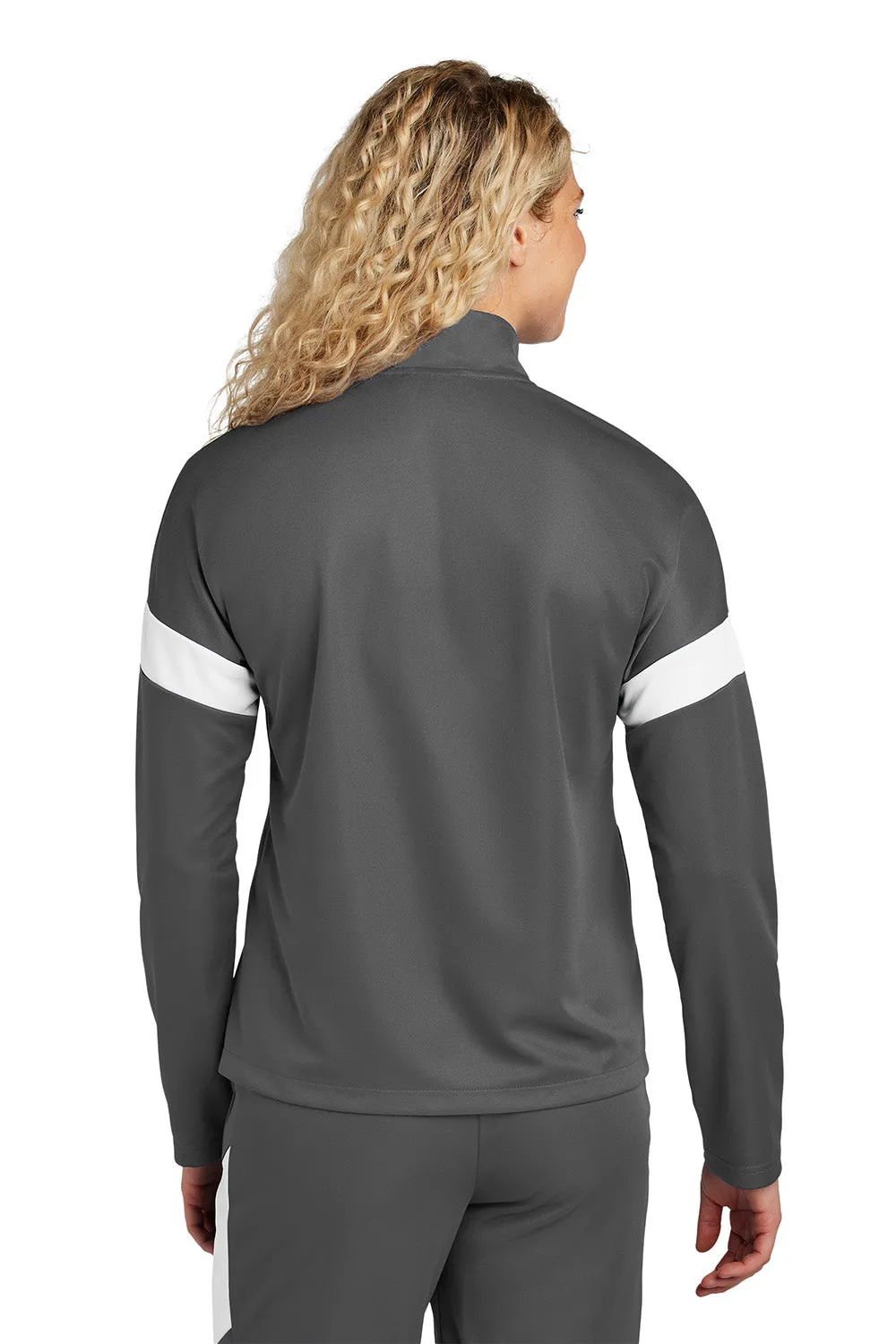 Sport-Tek Womens Moisture Wicking Travel Full Zip Jacket - Iron Grey/White