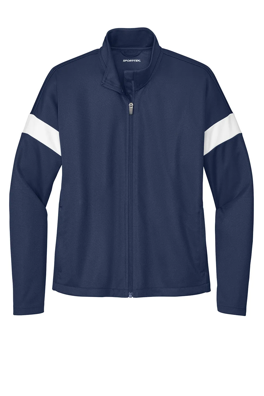 Sport-Tek Womens Moisture Wicking Travel Full Zip Jacket - True Navy Blue/White