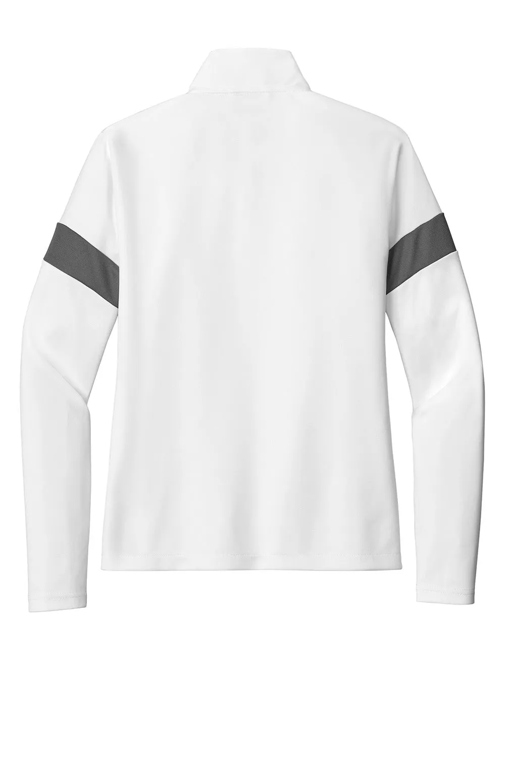 Sport-Tek Womens Moisture Wicking Travel Full Zip Jacket - White/Iron Grey