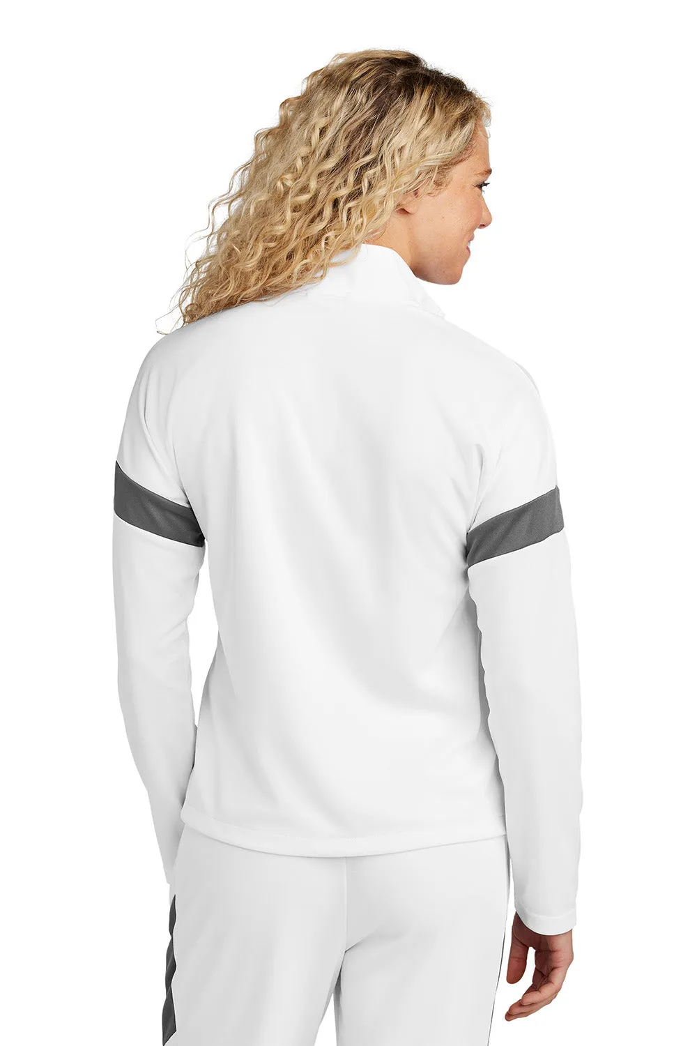 Sport-Tek Womens Moisture Wicking Travel Full Zip Jacket - White/Iron Grey