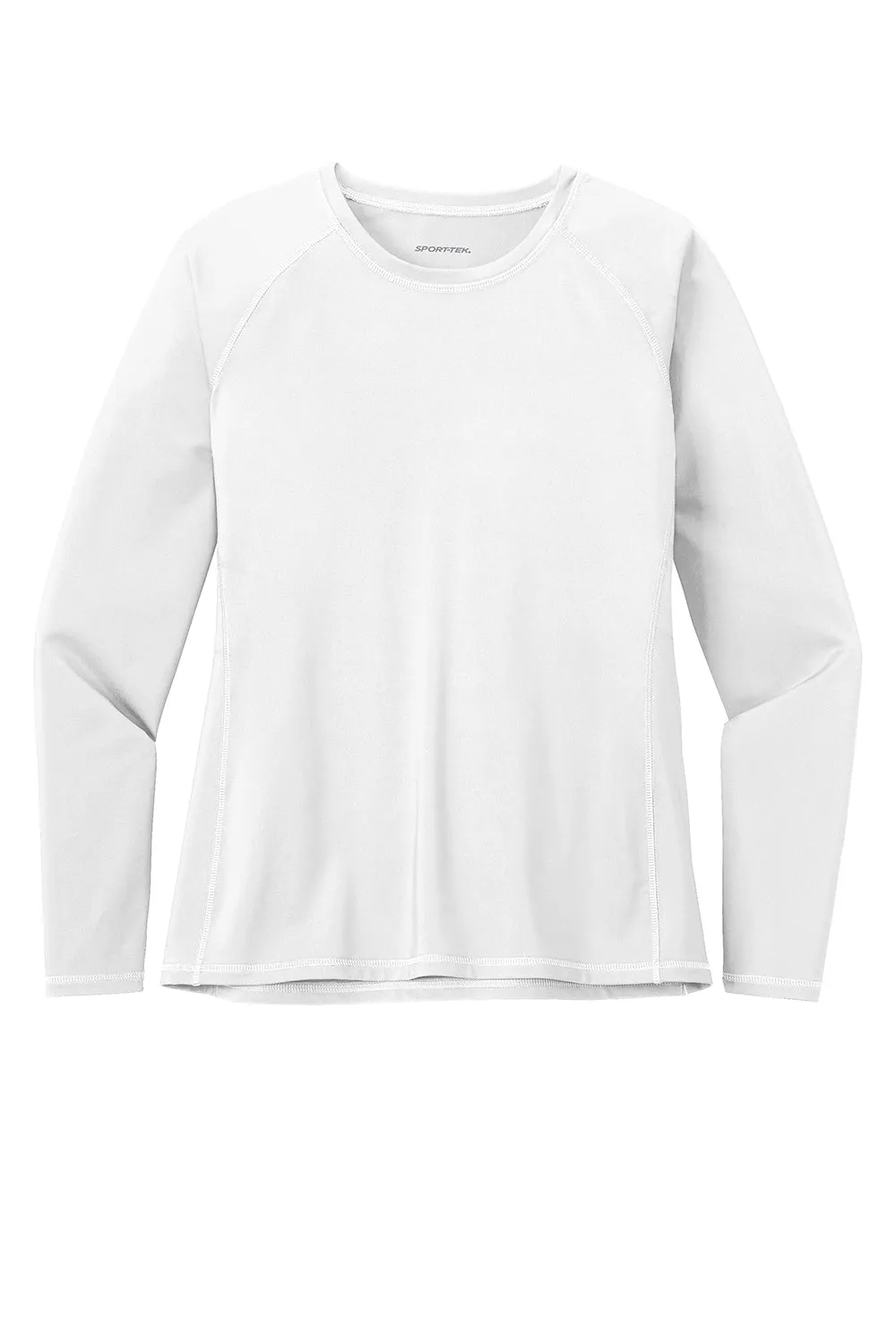 Sport-Tek Womens Rashguard Moisture Wicking Long Sleeve Crewneck T-Shirt - White Clothing Sport-Tek