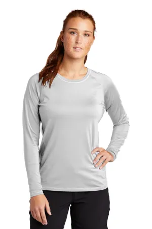 Sport-Tek Womens Rashguard Moisture Wicking Long Sleeve Crewneck T-Shirt - White Clothing Sport-Tek