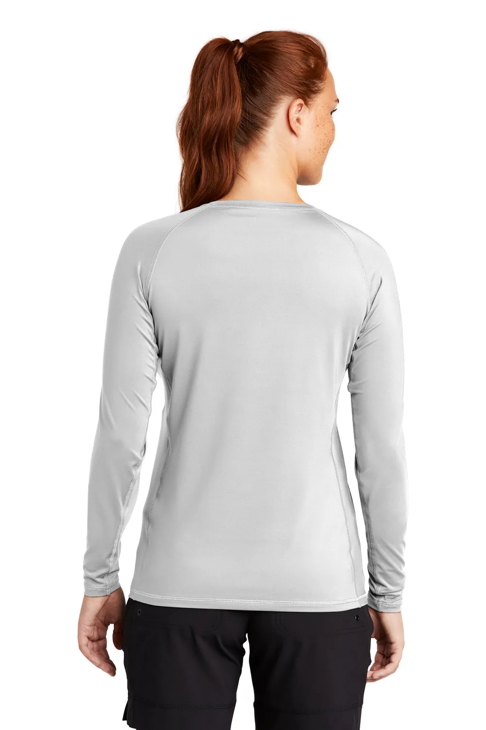 Sport-Tek Womens Rashguard Moisture Wicking Long Sleeve Crewneck T-Shirt - White Clothing Sport-Tek