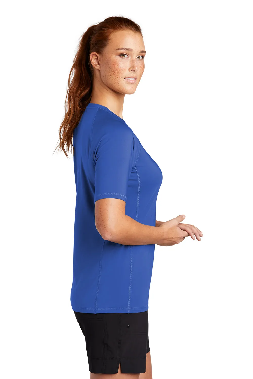 Sport-Tek Womens Rashguard Moisture Wicking Short Sleeve Crewneck T-Shirt - True Royal Blue Clothing Sport-Tek