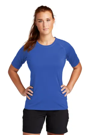 Sport-Tek Womens Rashguard Moisture Wicking Short Sleeve Crewneck T-Shirt - True Royal Blue Clothing Sport-Tek