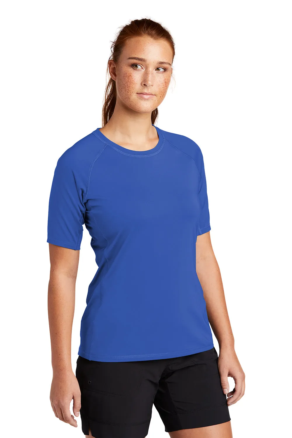 Sport-Tek Womens Rashguard Moisture Wicking Short Sleeve Crewneck T-Shirt - True Royal Blue Clothing Sport-Tek
