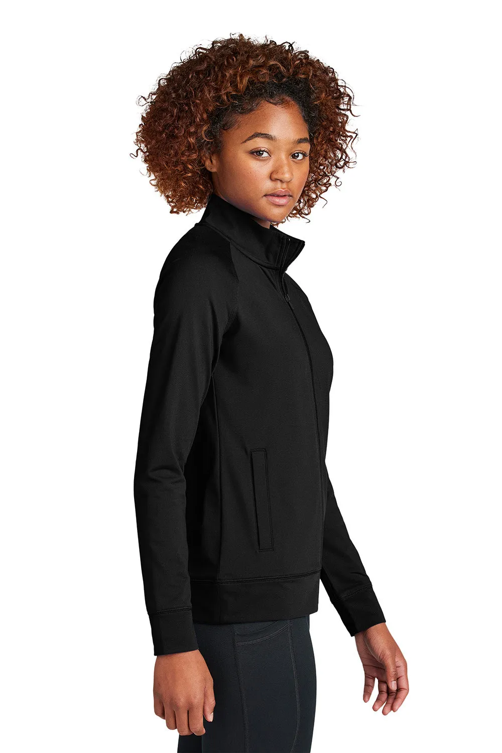 Sport-Tek Womens Sport-Wick Moisture Wicking Full Zip Cadet Jacket - Black