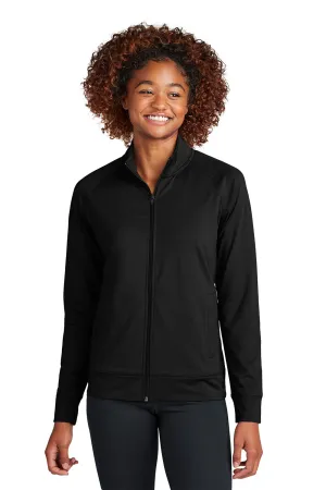 Sport-Tek Womens Sport-Wick Moisture Wicking Full Zip Cadet Jacket - Black