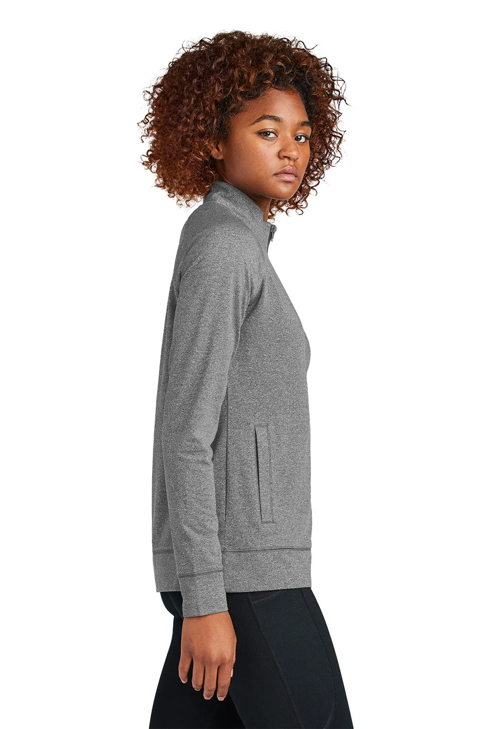 Sport-Tek Womens Sport-Wick Moisture Wicking Full Zip Cadet Jacket - Heather Charcoal Grey