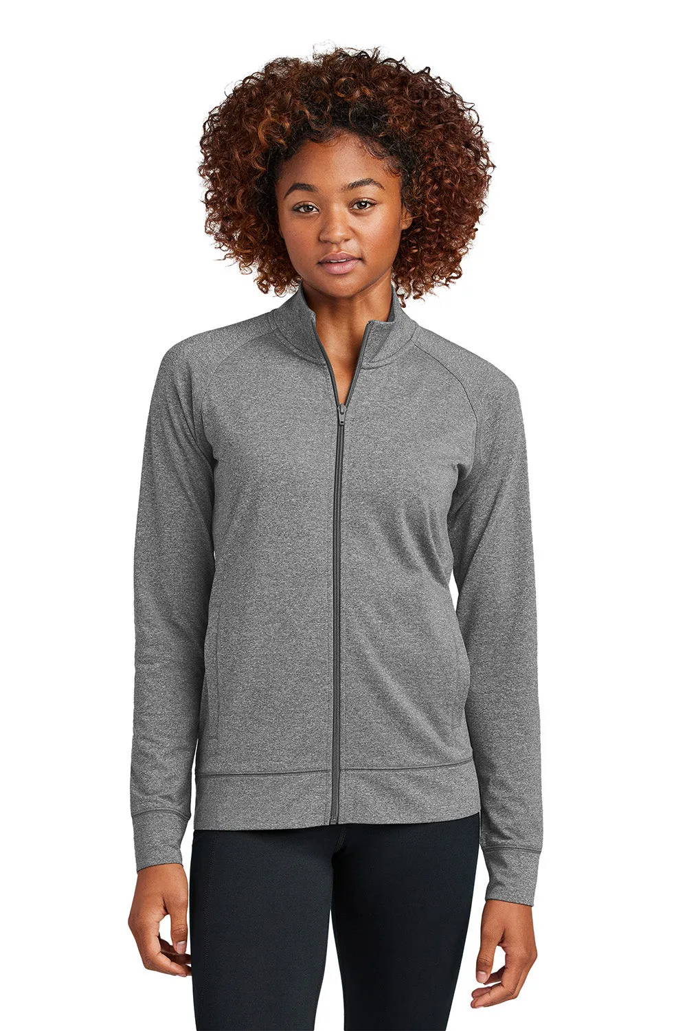 Sport-Tek Womens Sport-Wick Moisture Wicking Full Zip Cadet Jacket - Heather Charcoal Grey