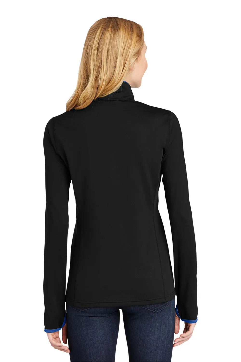 Sport-Tek Womens Sport-Wick Moisture Wicking Full Zip Jacket - Black/True Royal Blue