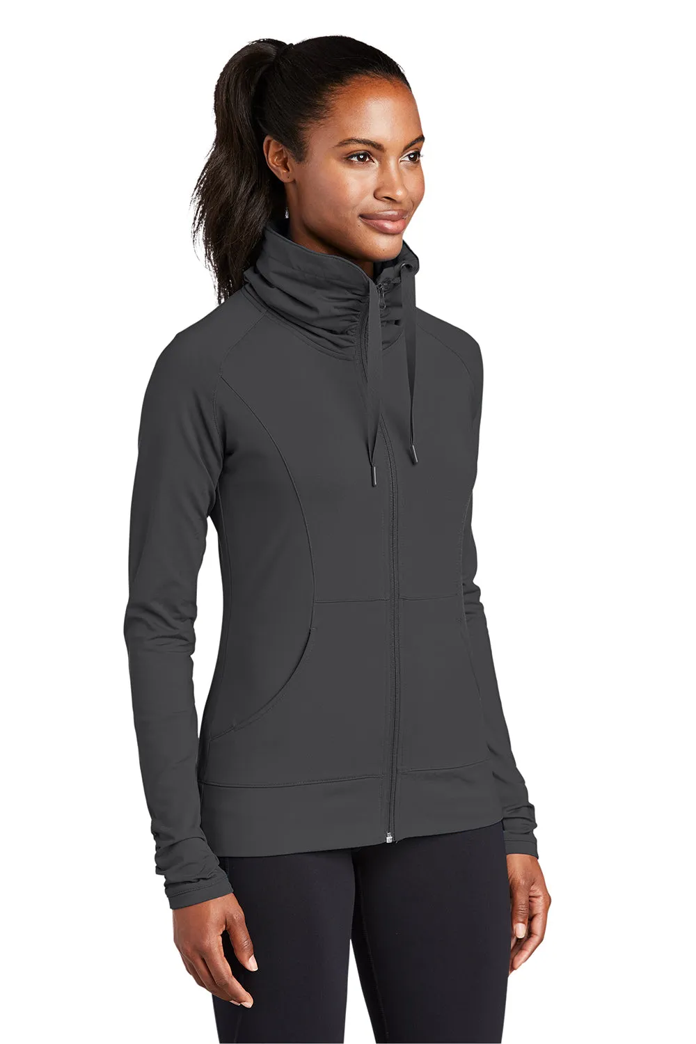 Sport-Tek Womens Sport-Wick Moisture Wicking Full Zip Jacket - Charcoal Grey