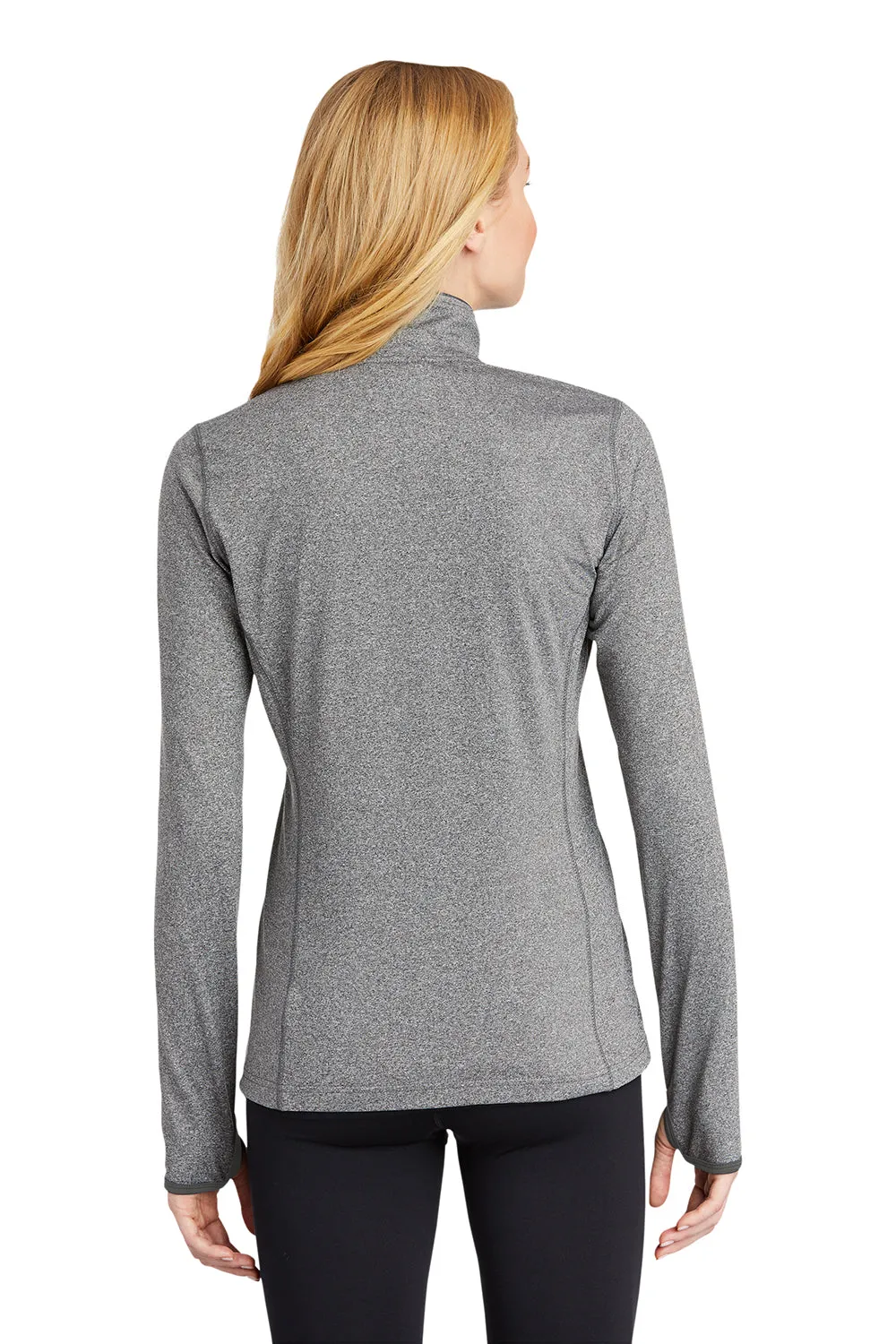 Sport-Tek Womens Sport-Wick Moisture Wicking Full Zip Jacket - Heather Charcoal Grey/Charcoal Grey