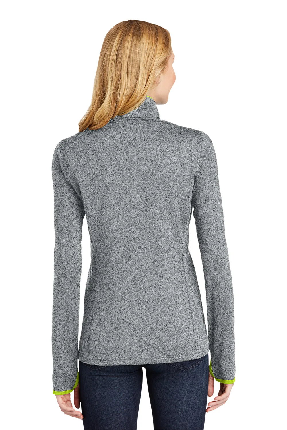 Sport-Tek Womens Sport-Wick Moisture Wicking Full Zip Jacket - Heather Charcoal Grey/Charge Green