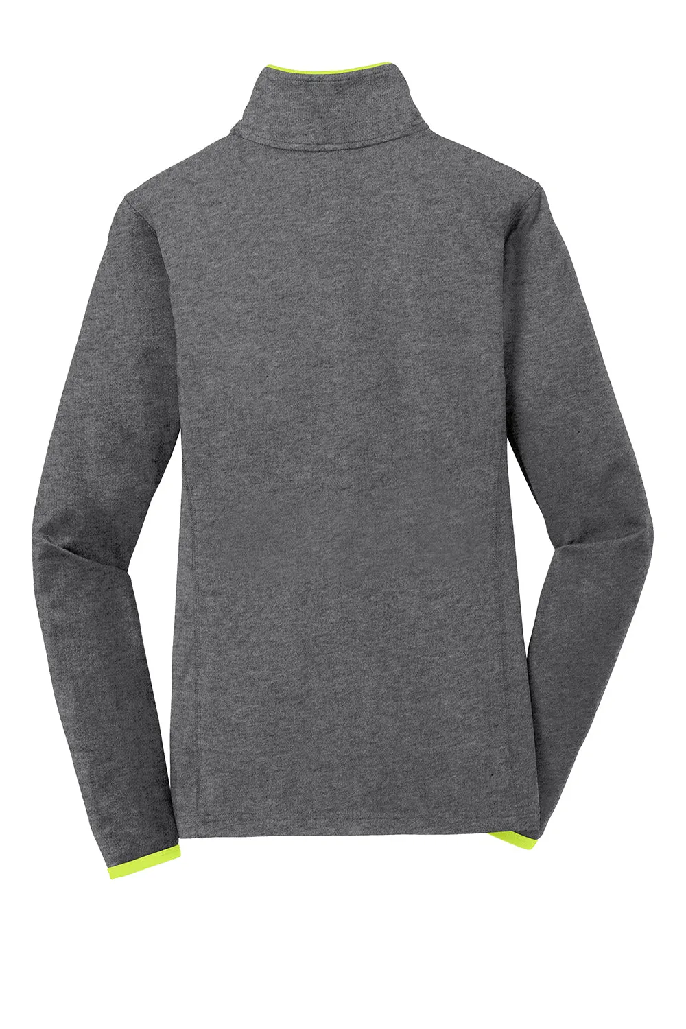 Sport-Tek Womens Sport-Wick Moisture Wicking Full Zip Jacket - Heather Charcoal Grey/Charge Green