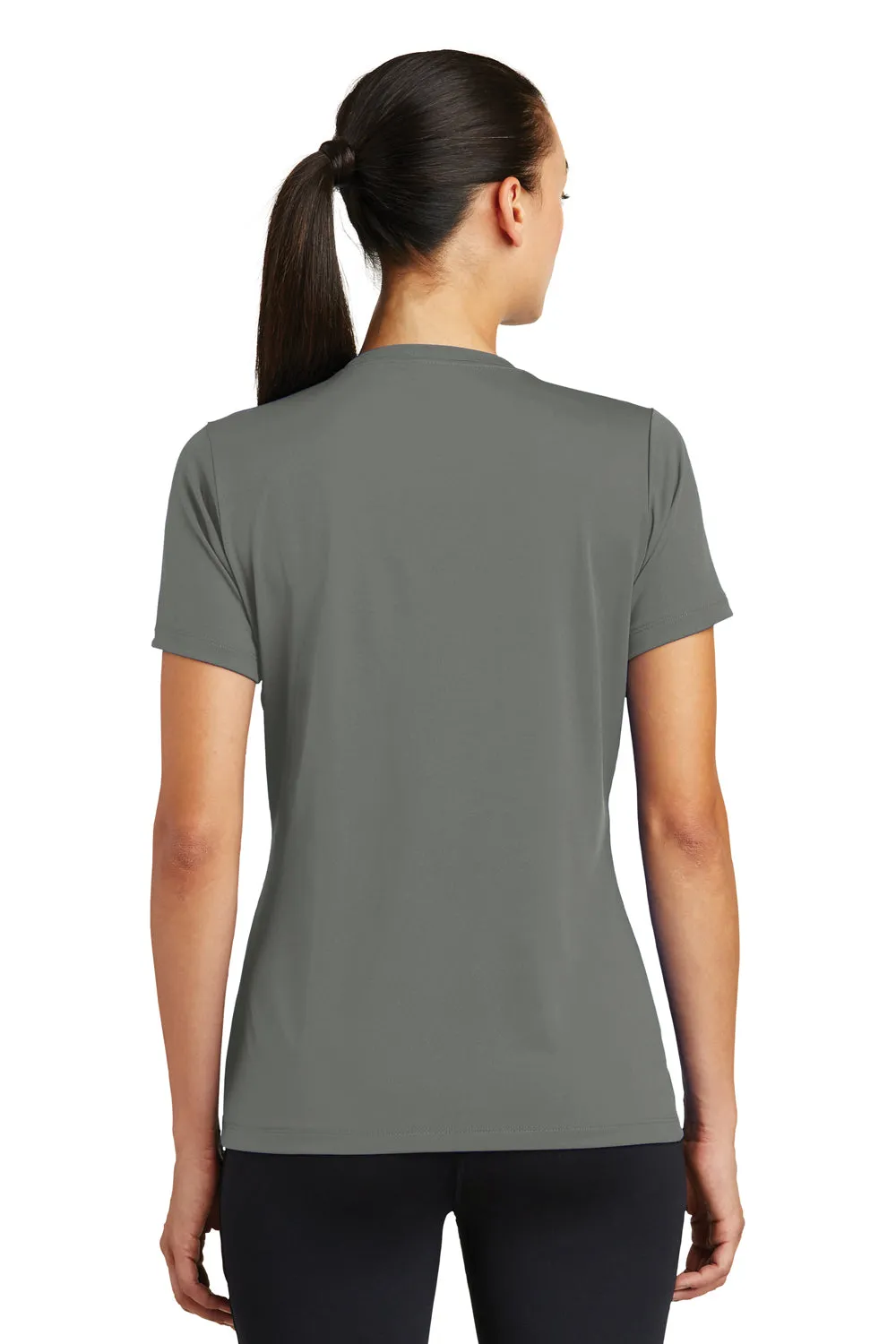 Sport-Tek Womens Tough Moisture Wicking Short Sleeve Crewneck T-Shirt - Dark Smoke Grey - Closeout Clothing Sport-Tek