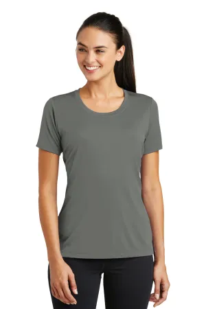 Sport-Tek Womens Tough Moisture Wicking Short Sleeve Crewneck T-Shirt - Dark Smoke Grey - Closeout Clothing Sport-Tek