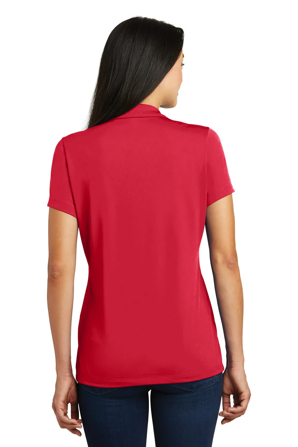 Sport-Tek Womens Tough Moisture Wicking Short Sleeve Polo Shirt - Deep Red/Black - Closeout Clothing Sport-Tek