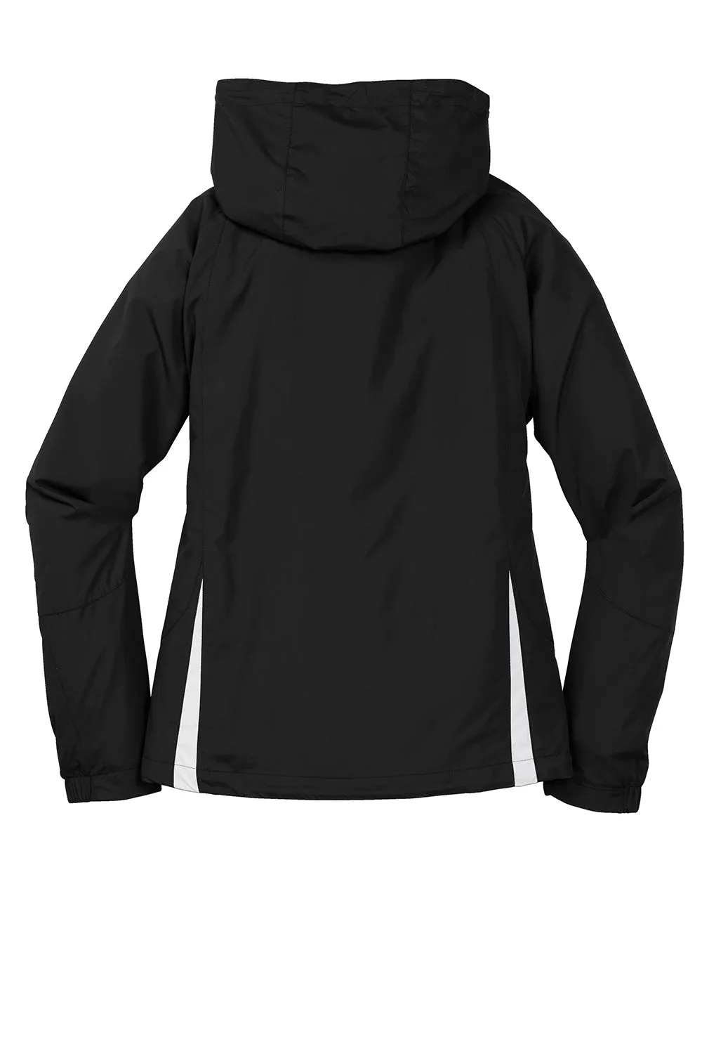 Sport-Tek Womens Water Resistant Full Zip Hooded Jacket - Black/White