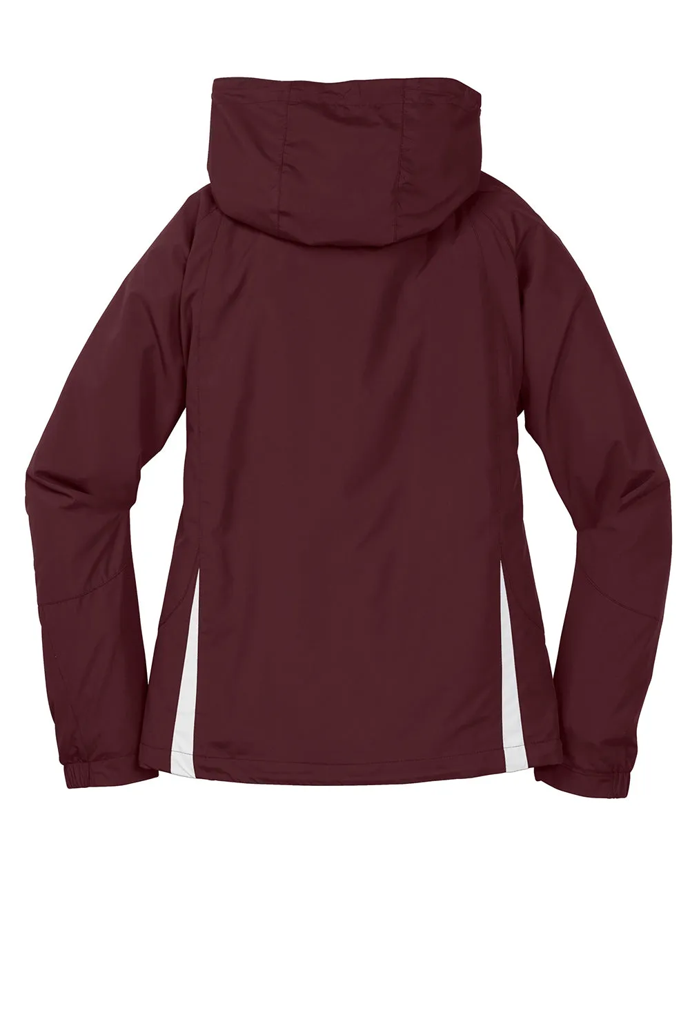 Sport-Tek Womens Water Resistant Full Zip Hooded Jacket - Maroon/White