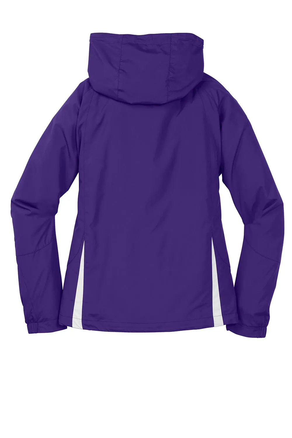 Sport-Tek Womens Water Resistant Full Zip Hooded Jacket - Purple/White - Closeout