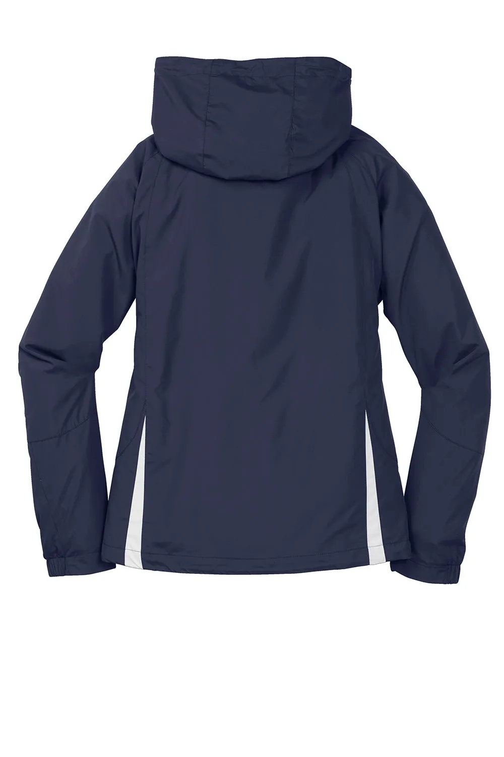 Sport-Tek Womens Water Resistant Full Zip Hooded Jacket - True Navy Blue/White