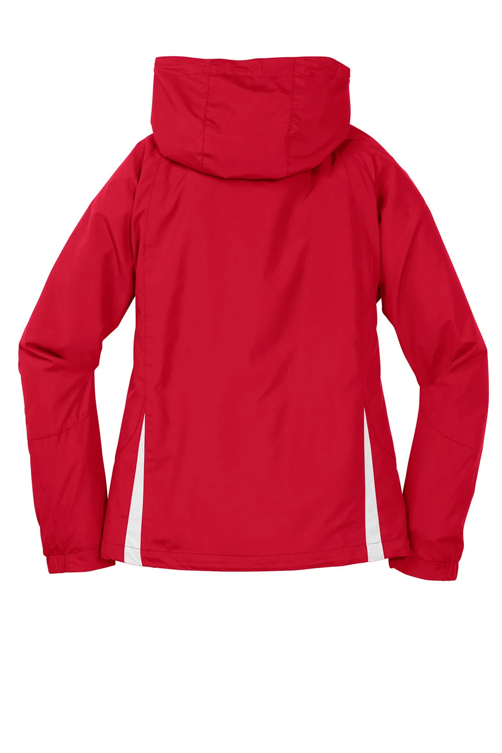 Sport-Tek Womens Water Resistant Full Zip Hooded Jacket - True Red/White