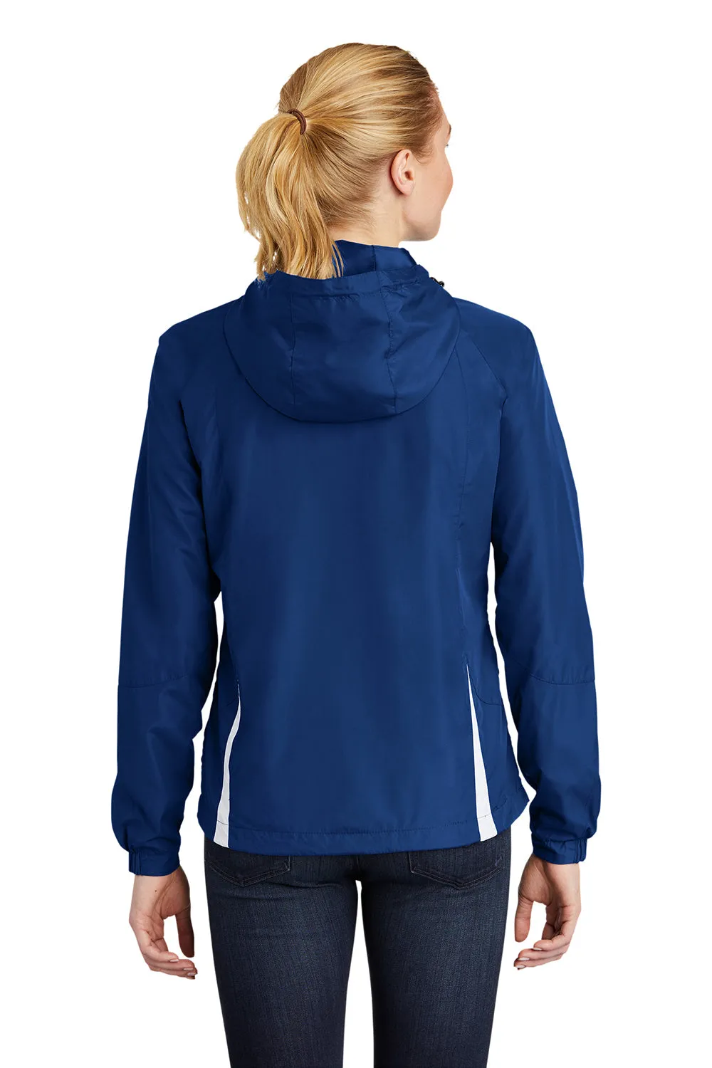 Sport-Tek Womens Water Resistant Full Zip Hooded Jacket - True Royal Blue/White