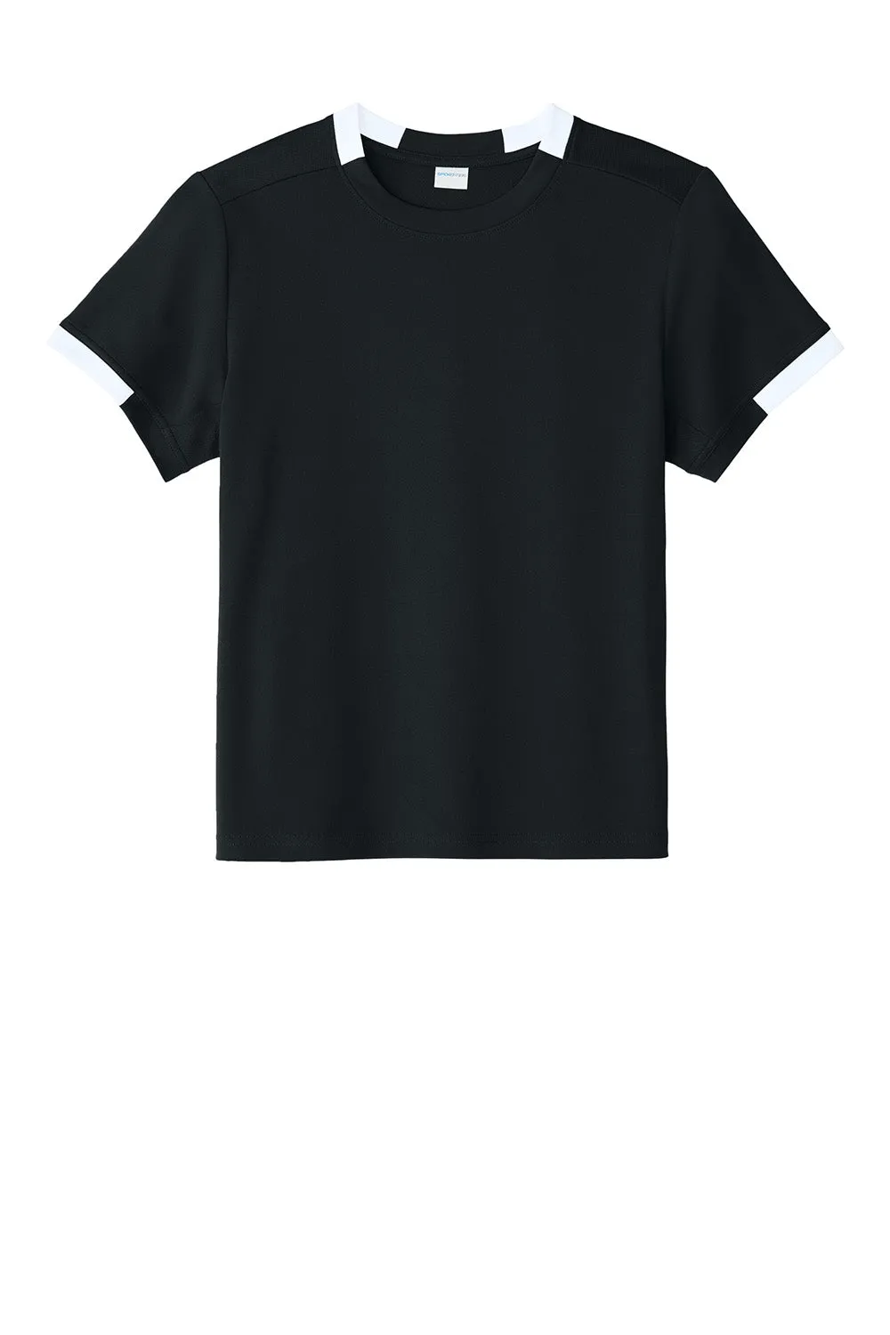 Sport-Tek Youth Club Moisture Wicking Short Sleeve Crewneck T-Shirt - Black/White Clothing Sport-Tek