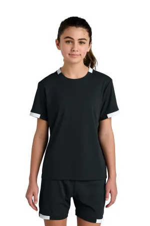 Sport-Tek Youth Club Moisture Wicking Short Sleeve Crewneck T-Shirt - Black/White Clothing Sport-Tek