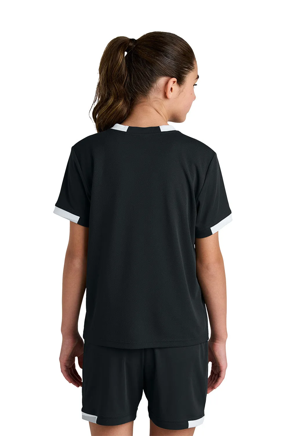 Sport-Tek Youth Club Moisture Wicking Short Sleeve Crewneck T-Shirt - Black/White Clothing Sport-Tek