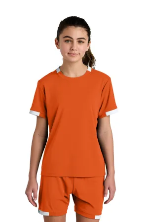 Sport-Tek Youth Club Moisture Wicking Short Sleeve Crewneck T-Shirt - Deep Orange/White Clothing Sport-Tek