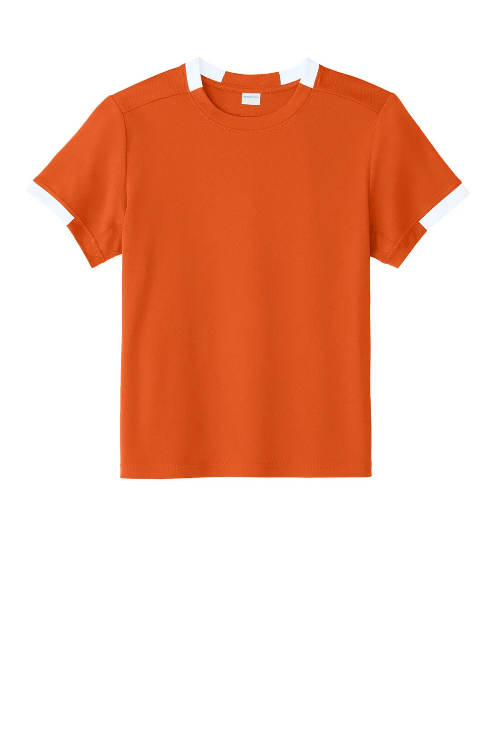 Sport-Tek Youth Club Moisture Wicking Short Sleeve Crewneck T-Shirt - Deep Orange/White Clothing Sport-Tek