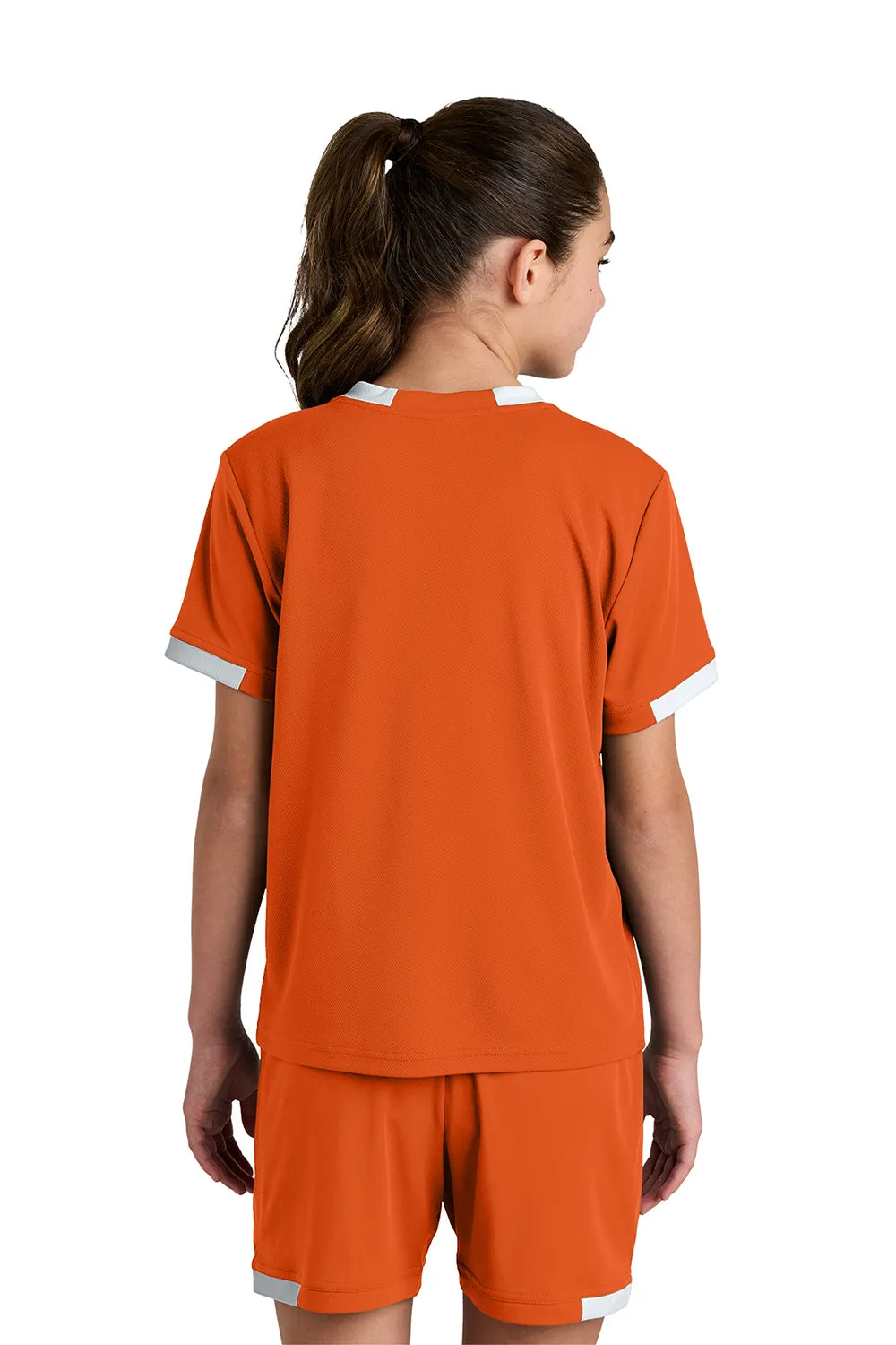 Sport-Tek Youth Club Moisture Wicking Short Sleeve Crewneck T-Shirt - Deep Orange/White Clothing Sport-Tek