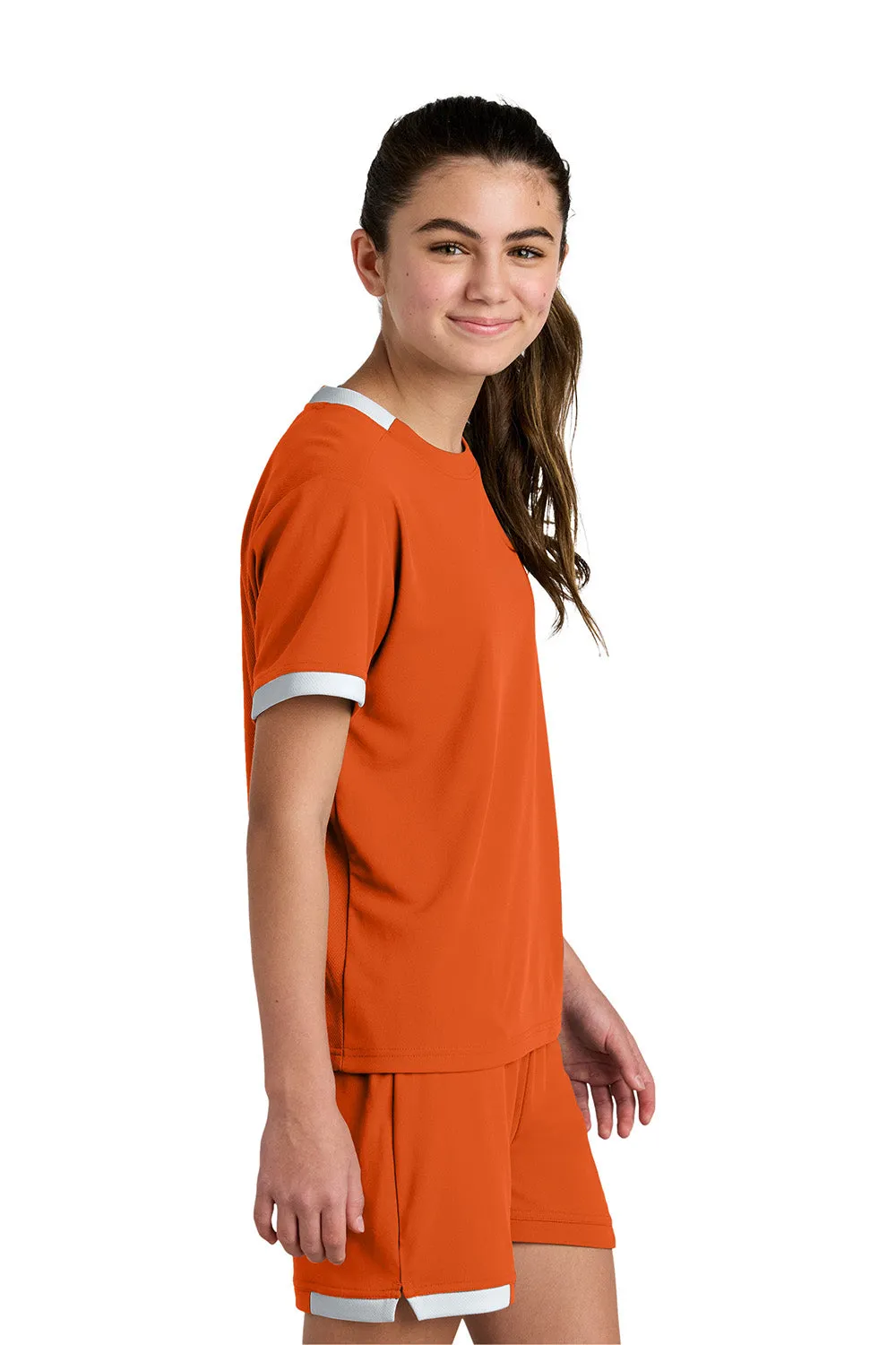 Sport-Tek Youth Club Moisture Wicking Short Sleeve Crewneck T-Shirt - Deep Orange/White Clothing Sport-Tek