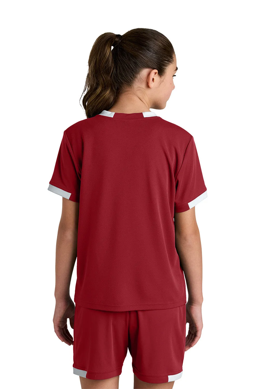 Sport-Tek Youth Club Moisture Wicking Short Sleeve Crewneck T-Shirt - Deep Red/White Clothing Sport-Tek