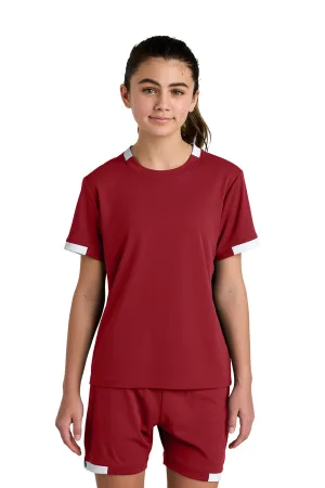Sport-Tek Youth Club Moisture Wicking Short Sleeve Crewneck T-Shirt - Deep Red/White Clothing Sport-Tek