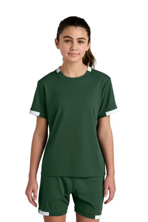 Sport-Tek Youth Club Moisture Wicking Short Sleeve Crewneck T-Shirt - Forest Green/White Clothing Sport-Tek