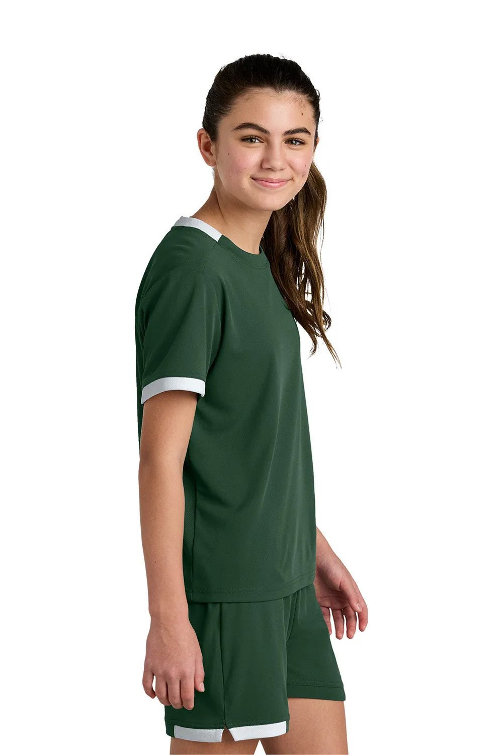 Sport-Tek Youth Club Moisture Wicking Short Sleeve Crewneck T-Shirt - Forest Green/White Clothing Sport-Tek