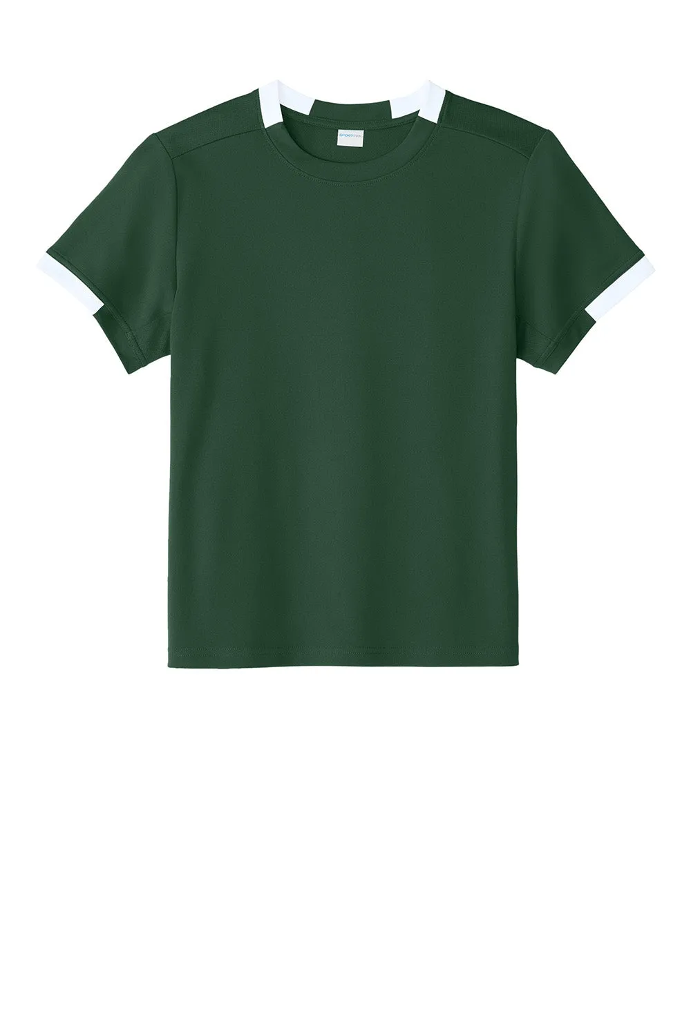 Sport-Tek Youth Club Moisture Wicking Short Sleeve Crewneck T-Shirt - Forest Green/White Clothing Sport-Tek