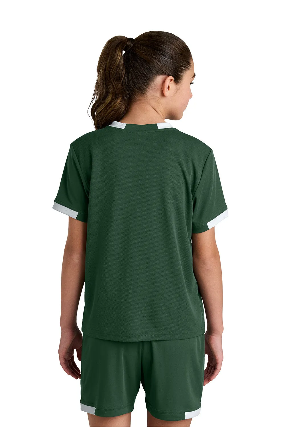 Sport-Tek Youth Club Moisture Wicking Short Sleeve Crewneck T-Shirt - Forest Green/White Clothing Sport-Tek