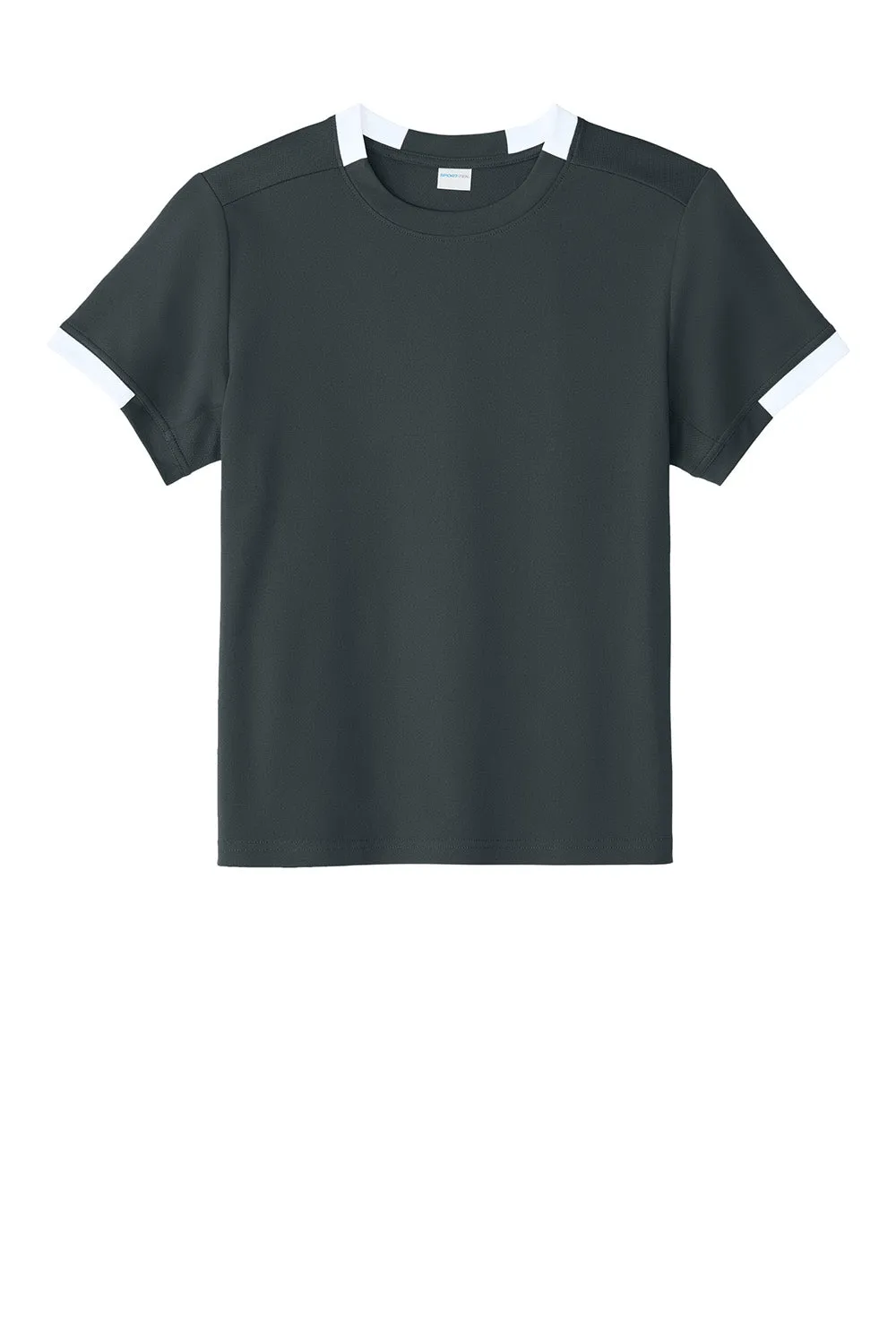 Sport-Tek Youth Club Moisture Wicking Short Sleeve Crewneck T-Shirt - Iron Grey/White Clothing Sport-Tek